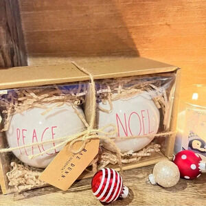 NEW Rae Dunn Extra Large PEACE & NOEL - XL Ceramic Christmas Ornaments